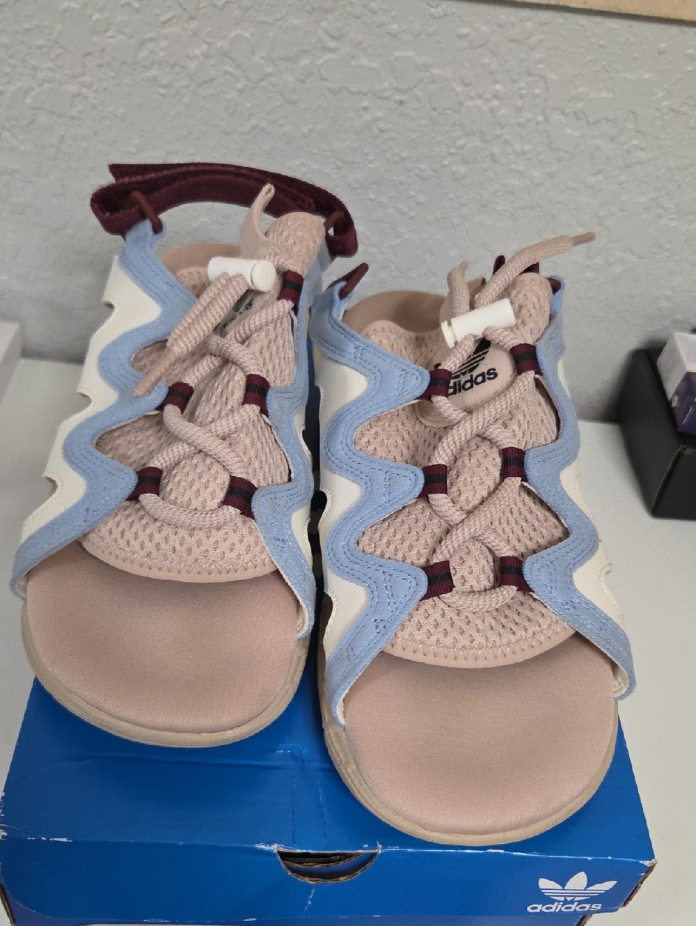 adidas Kids Pink, Light Blue & Burgundy Sport Sandals